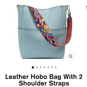 Bostanten - Blue hobo leather bucket bag with 2 straps.